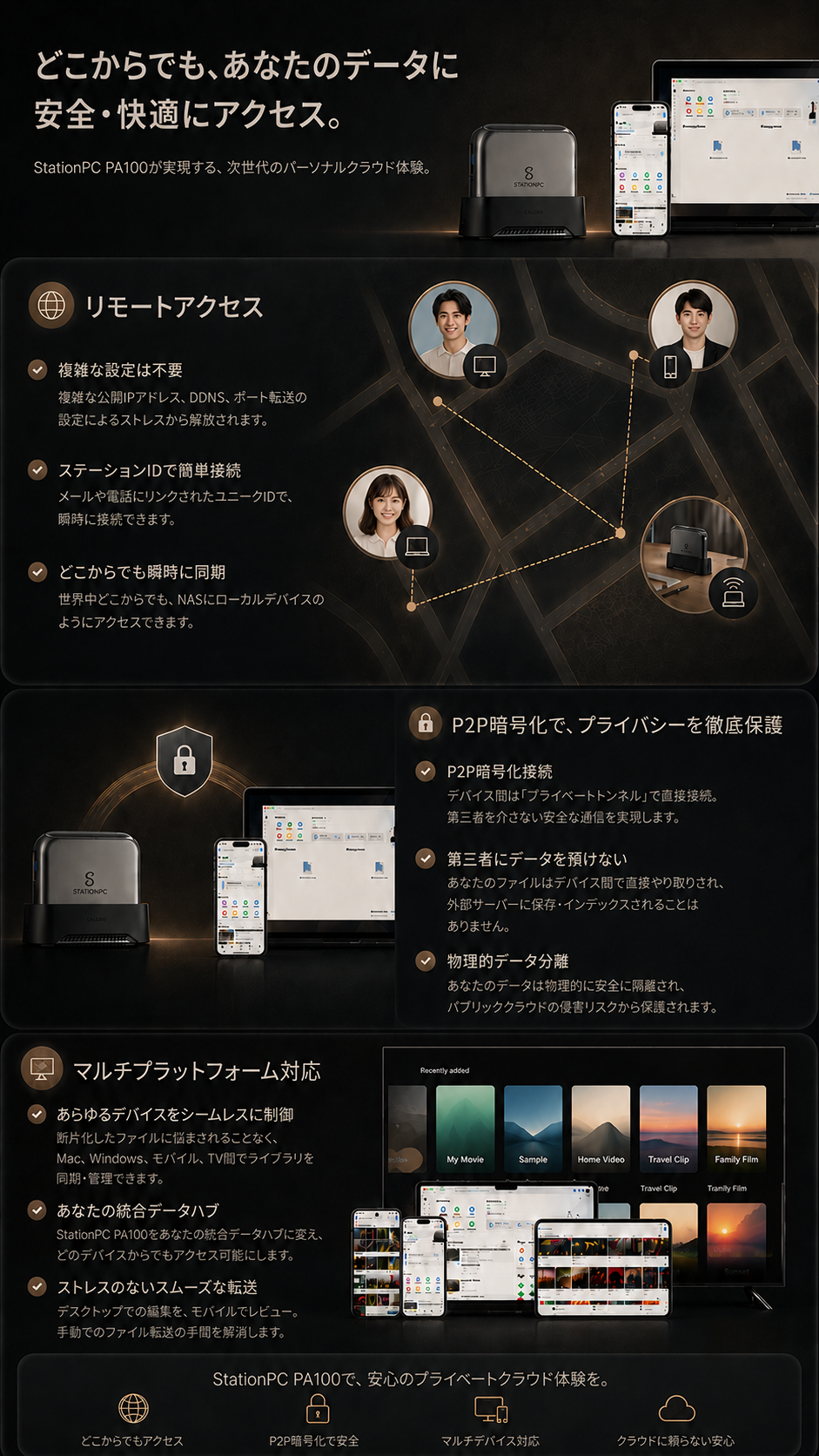 どこからでも安全・快適にアクセス - リモートアクセス・P2P暗号化