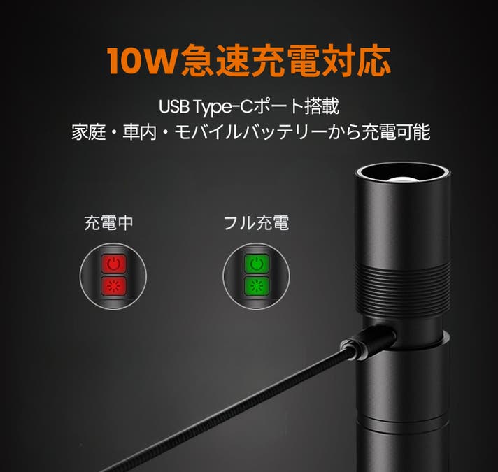 10W急速充電 - USB Type-C対応
