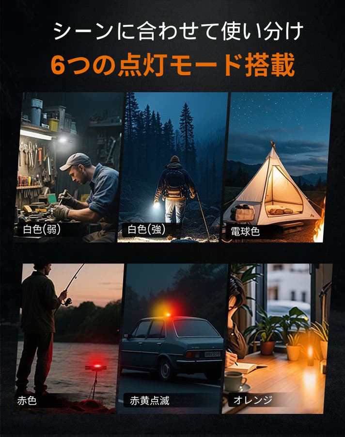 6つの点灯モード - シーン別使い分け
