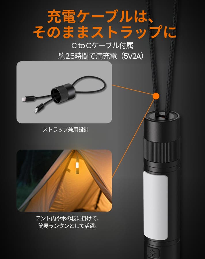 ストラップ兼用ケーブル＆簡易ランタン活用